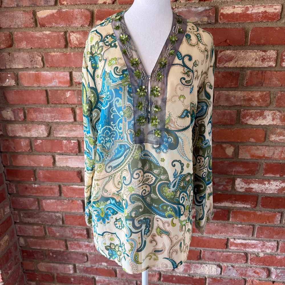 Vintage Y2K Colorful Paisley Tunic Top